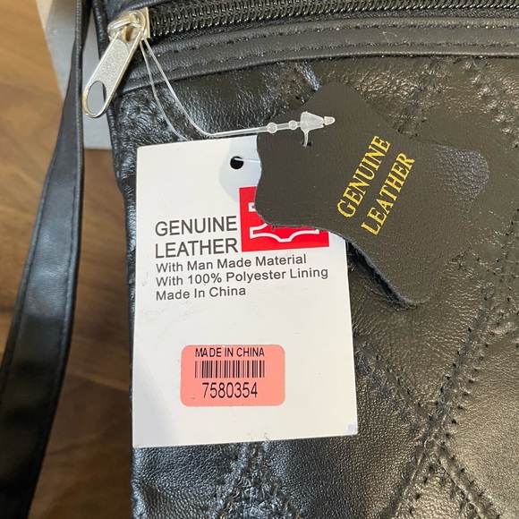 NWT Quilted Black Leather Crossbody Bag Vintage Diamond Stitch Shoulder Purse - Picture 16 of 16